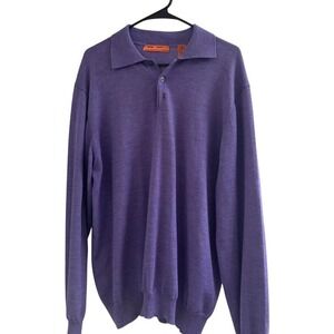 Sette Ponti Purple Merino Wool Long Sleeve Polo Sweater Mens XL Made in Italy